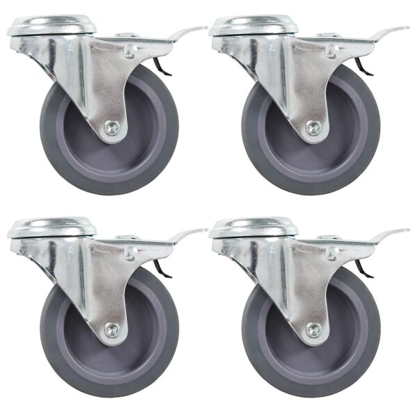 vidaXL 4 pcs Roulettes pivotantes &agrave; trou de boulon &agrave; double frein 75mm