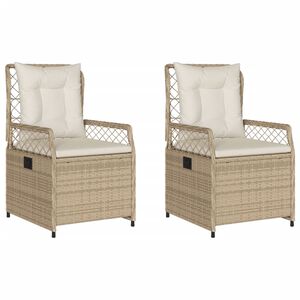 vidaXL Chaises inclinables de jardin lot de 2 beige r&eacute;sine tress&eacute;e