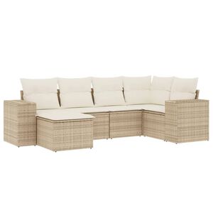 vidaXL Salon de jardin avec coussins 6 pcs beige r&eacute;sine tress&eacute;e