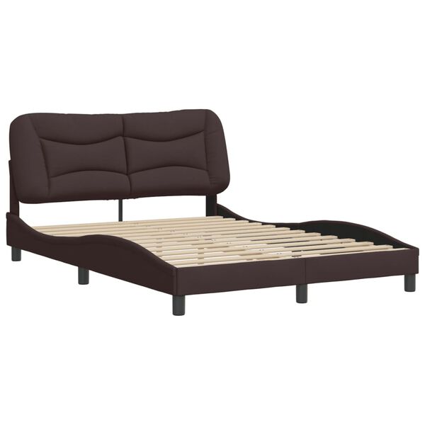 vidaXL Cadre de lit sans matelas Hvar marron fonc&eacute; 140x200 cm tissu