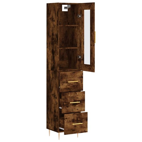 vidaXL Buffet haut Ch&ecirc;ne fum&eacute; 34,5x34x180 cm Bois d'ing&eacute;nierie