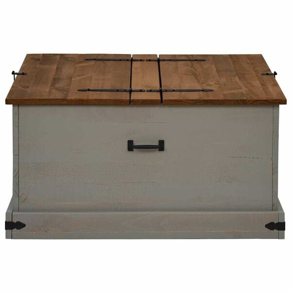 vidaXL Coffre de rangement HALDEN gris 91x91x47 cm bois massif pin