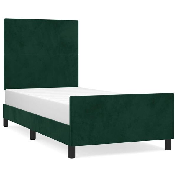 vidaXL Cadre de lit sans matelas vert fonc&eacute; 100x200 cm velours