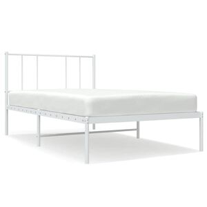 vidaXL Cadre de lit m&eacute;tal sans matelas avec t&ecirc;te de lit blanc 75x190cm