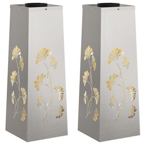 vidaXL Lumi&egrave;re de chemin LED solaire 2 pcs Argent&eacute; Acier inoxydable