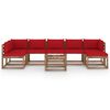 vidaXL Salon de jardin 8 pcs avec coussins rouge