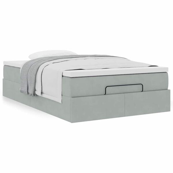 vidaXL Lit ottoman avec matelas gris clair 120x190 cm velours