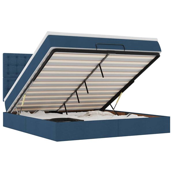 VidaXL Cadre de lit ottoman avec matelas bleu 180x200 cm tissu