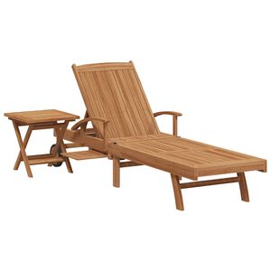 vidaXL Chaise longue avec coussin 2 pcs Marron Bois de teck massif