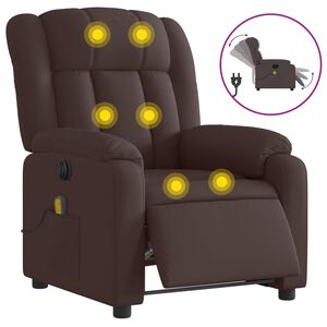 vidaXL Fauteuil de massage inclinable &eacute;lectrique Marron fonc&eacute; Tissu
