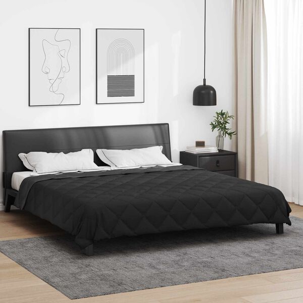 vidaXL Duvet d'&eacute;t&eacute; simple Noir et anthracite 220 x 240 cm Microfibre