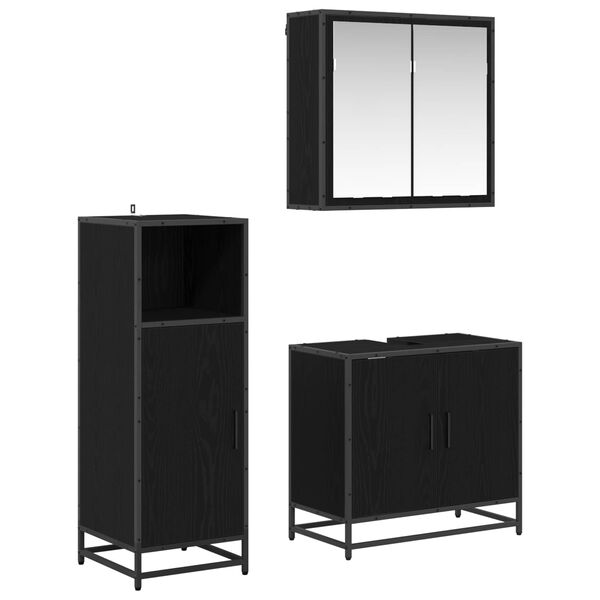 vidaXL Ensemble de mobilier de salle de bain 3 pcs Ch&ecirc;ne noir