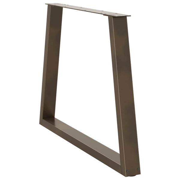 vidaXL Pieds de table &agrave; manger en forme de V, 3 pi&egrave;ces, acier naturel, 100 x (72-73,3) cm