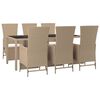 vidaXL Ensemble &agrave; manger de jardin et coussins 7 pcs beige poly rotin