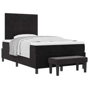 vidaXL Lit &agrave; ressorts avec matelas Noir 120 x 190 cm Velours