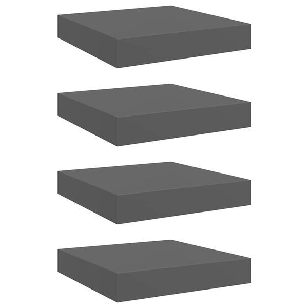 vidaXL Étagère murale flottante 4 pcs Gris brillant 23x23,5x3,8 cm MDF