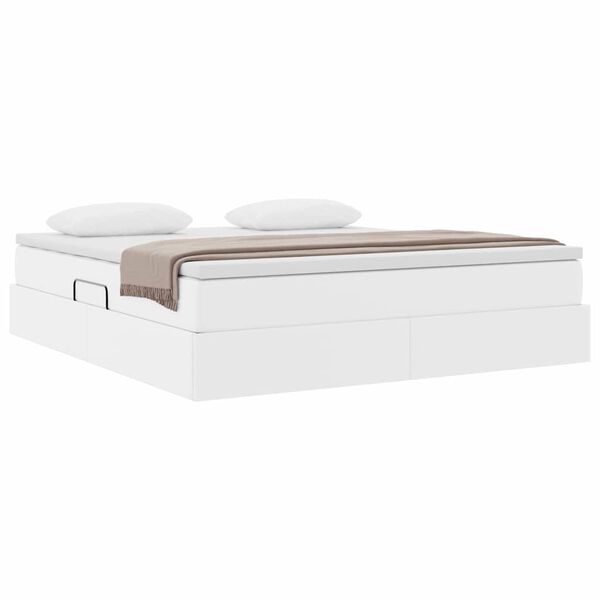 vidaXL Lit avec rangement et matelas Blanc 180 x 200 cm Simili cuir