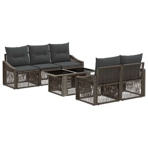 vidaXL Ensemble de canap&eacute; de jardin 6 pc Gris et Gris fonc&eacute; polyrotin