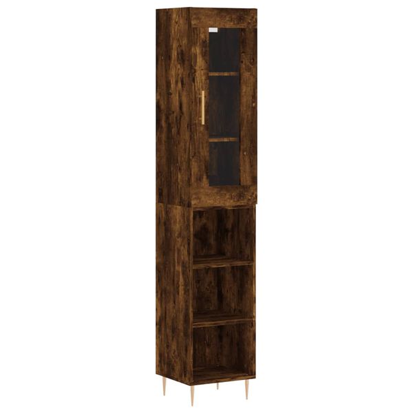 vidaXL Buffet haut Ch&ecirc;ne fum&eacute; 34,5x34x180 cm Bois d'ing&eacute;nierie