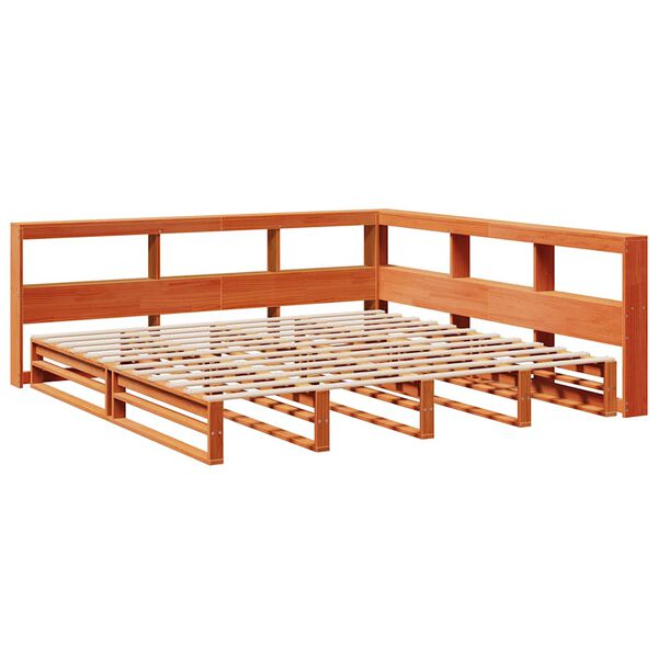 vidaXL Lit biblioth&egrave;que sans matelas cire marron 180x200 cm pin massif