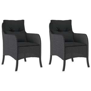vidaXL Chaises de jardin avec coussins lot de 2 noir r&eacute;sine tress&eacute;e