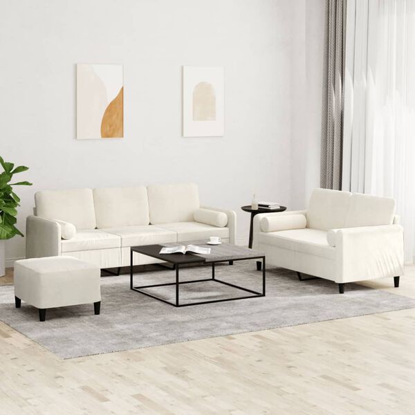 vidaXL Ensemble de canapés 3 pcs avec coussins crème velours