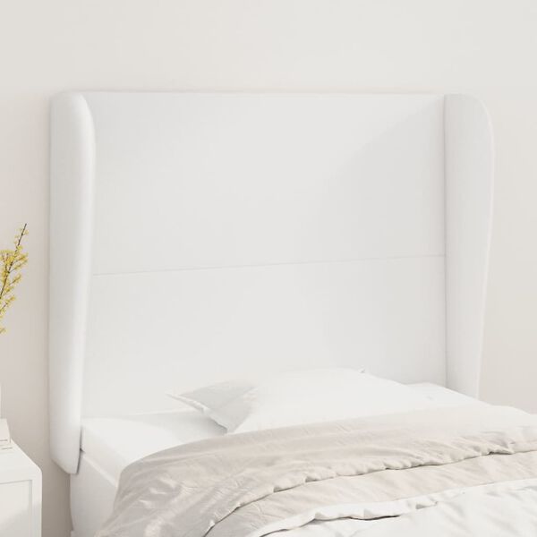 vidaXL Tête de lit avec oreilles Blanc 93x23x118/128 cm Similicuir