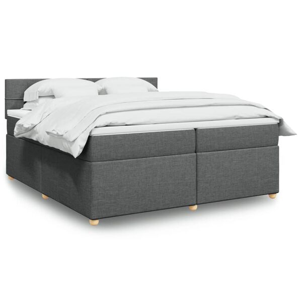 vidaXL Sommier &agrave; lattes de lit avec matelas Gris fonc&eacute; 200x200cm Tissu