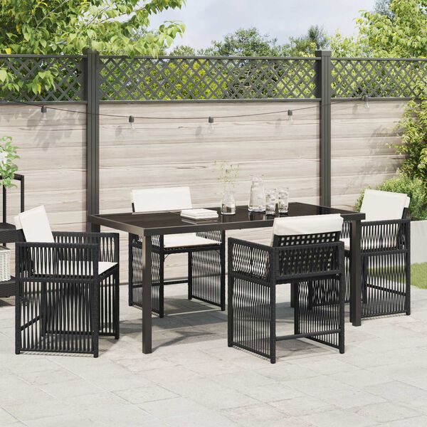 vidaXL Ensemble de salle &agrave; manger pour jardin 5 pcs Noir polyrotin