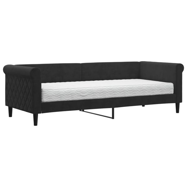 vidaXL Lit de jour avec matelas noir 80x200 cm velours