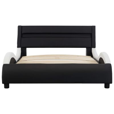 vidaXL Cadre de lit avec LED Noir et blanc Similicuir 100 x 200 cm