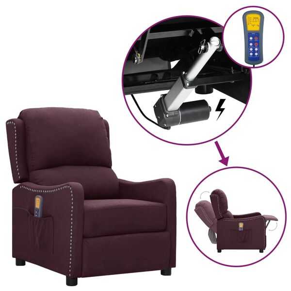 vidaXL Fauteuil de massage Violet Tissu