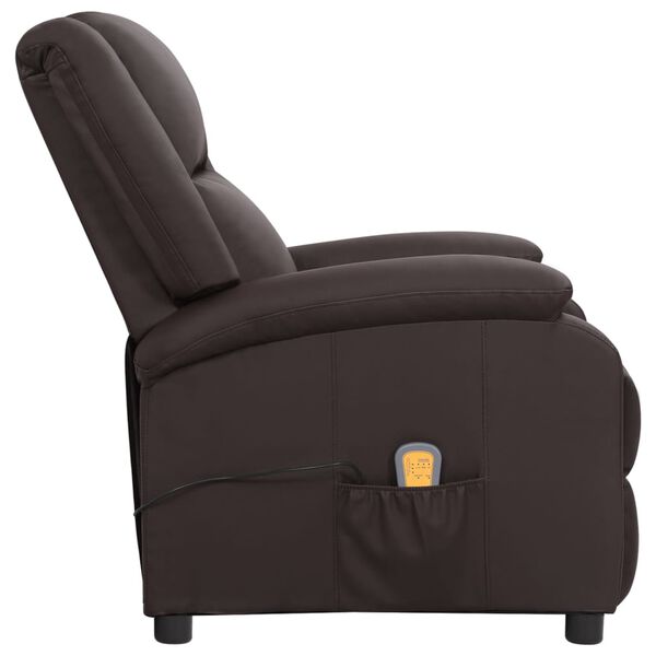 vidaXL Fauteuil de massage marron cuir véritable