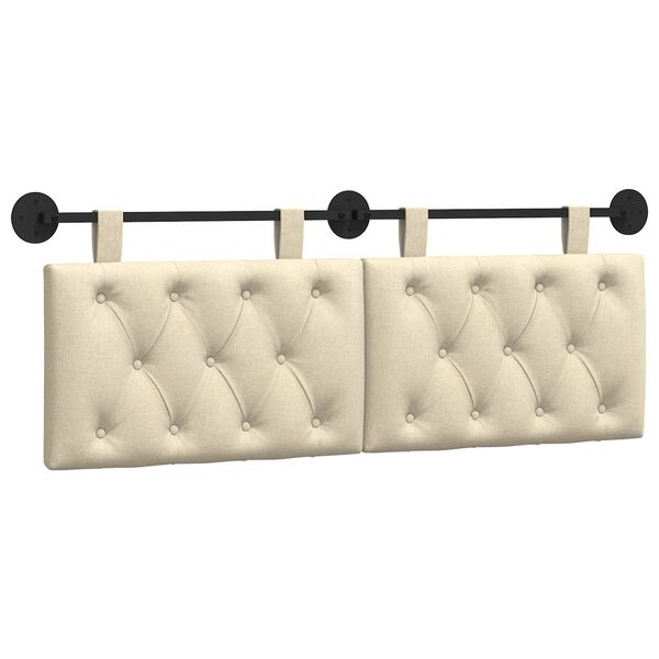 vidaXL T&ecirc;te de lit suspendue Montage mural Cr&egrave;me 150 x 55 x 7 cm tissu