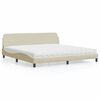 vidaXL Lit avec matelas Dover cr&egrave;me 200x200 cm tissu