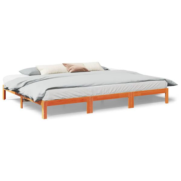 VidaXL Cadre de lit familial sans matelas marron cir&eacute; 240x200 cm