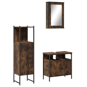 vidaXL Ensemble de meubles de salle de bain 3 pcs Ch&ecirc;ne fum&eacute;