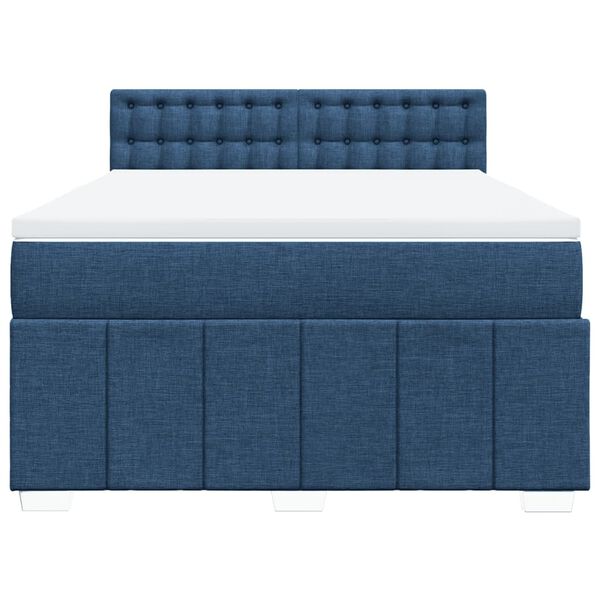 vidaXL Sommier &agrave; lattes de lit avec matelas Bleu 140x200 cm Tissu