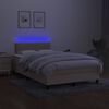 vidaXL Sommier &agrave; lattes de lit matelas et LED cr&egrave;me 120x190 cm tissu