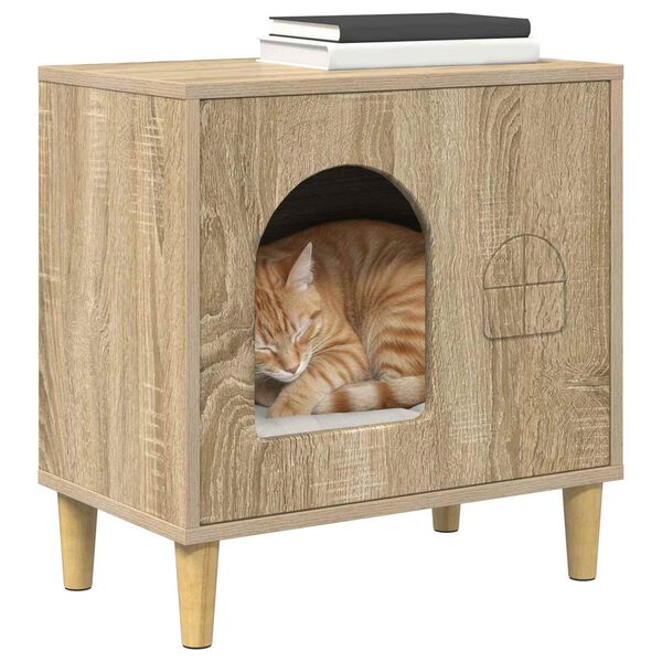 vidaXL Maison pour chat Sonoma 51 x 30 x 52 cm Bois d'ing&eacute;nierie