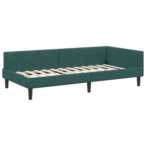 vidaXL Cadre de lit d'angle Vert foncé 90 cm x 190 cm Velours