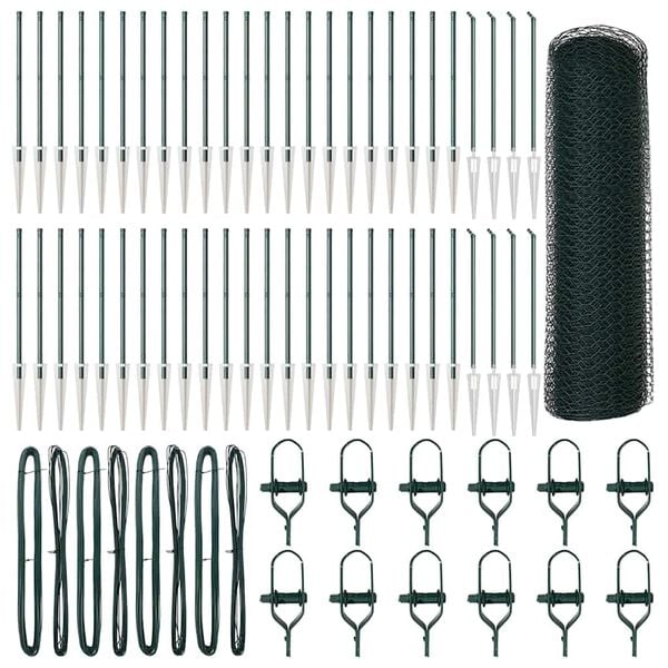 vidaXL Clôture avec poteaux Vert 0,8 x 100 m Acier recouvert de PVC