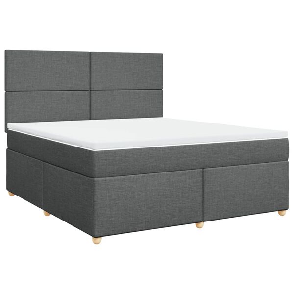 vidaXL Sommier &agrave; lattes de lit avec matelas Gris fonc&eacute; 180x200cm Tissu