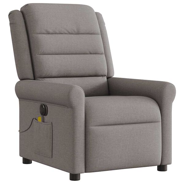 vidaXL Fauteuil de massage inclinable &eacute;lectrique Taupe Tissu