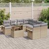 vidaXL Ensemble de canap&eacute; de jardin 9 pcs Beige Poly Rattan