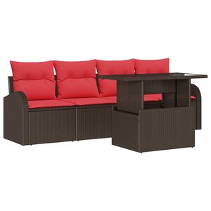 vidaXL Ensemble de canap&eacute; de jardin 5 pc Marron polyrotin