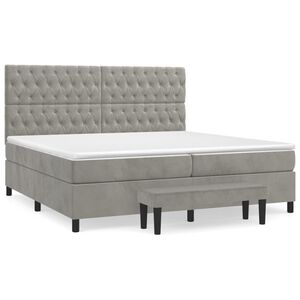 vidaXL Sommier &agrave; lattes de lit et matelas Gris clair 200x200cm Velours