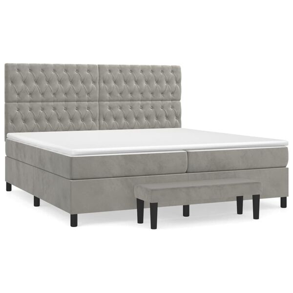 vidaXL Sommier &agrave; lattes de lit et matelas Gris clair 200x200cm Velours