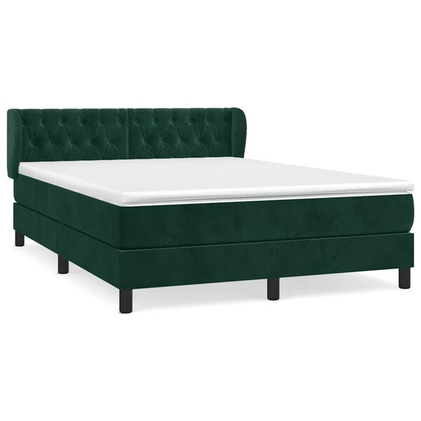vidaXL Sommier &agrave; lattes de lit et matelas Vert fonc&eacute; 140x200cm Velours