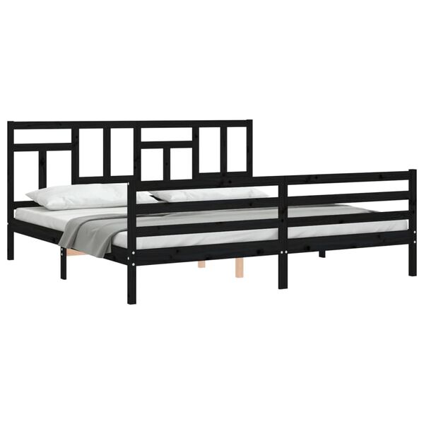 vidaXL Cadre de lit sans matelas noir 200x200 cm bois massif